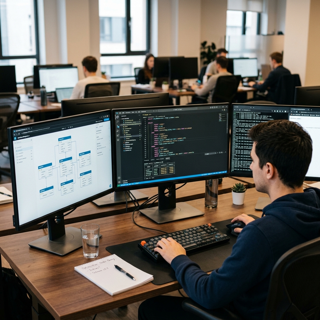 Professional database management workspace